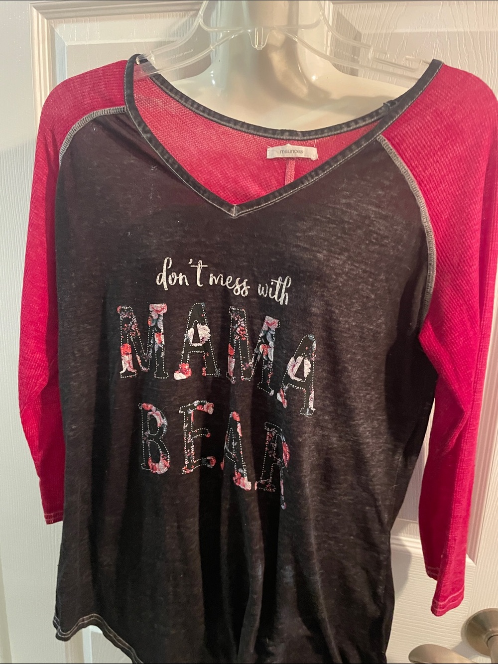 Maurice’s Don't Mess With Mama Bear Floral Lettering Raglan Tee